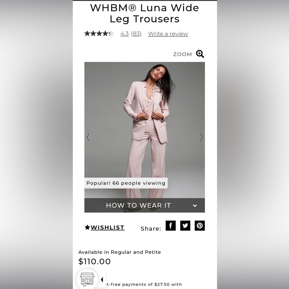WHBM® Luna Wide
Leg Trousers.  Brand new NEVER WORN